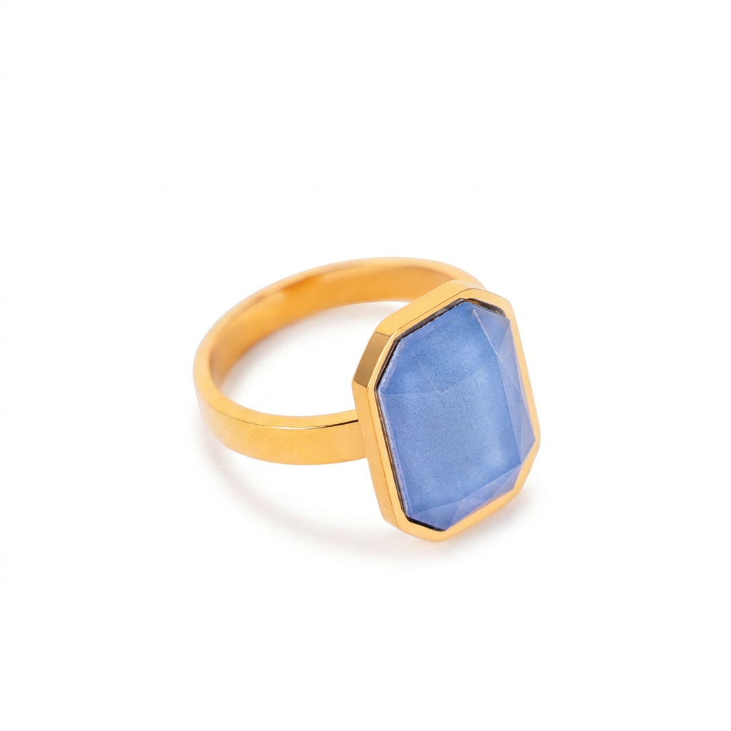 ANELLO CON PIETRA OTTAGONALE COLORATA