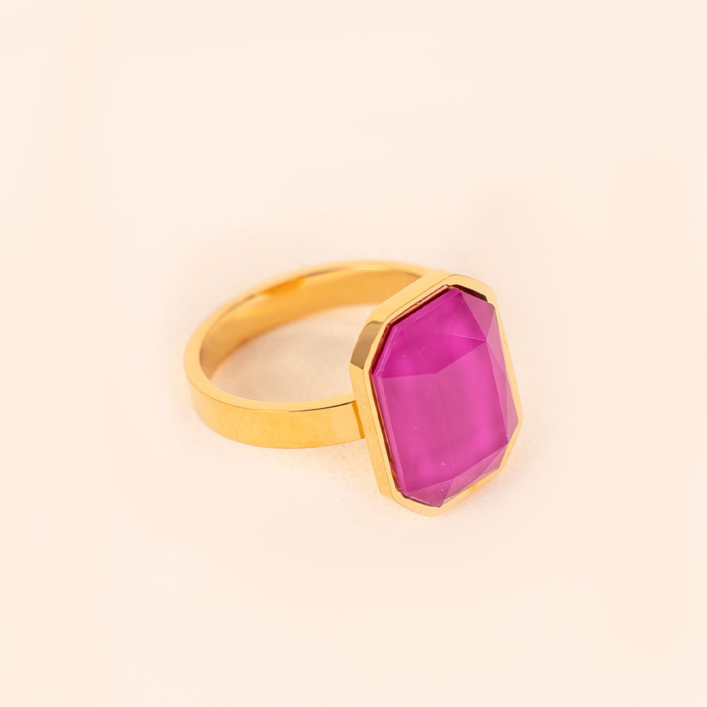 ANELLO CON PIETRA OTTAGONALE COLORATA