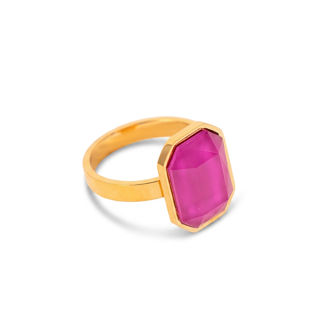 ANELLO CON PIETRA OTTAGONALE COLORATA