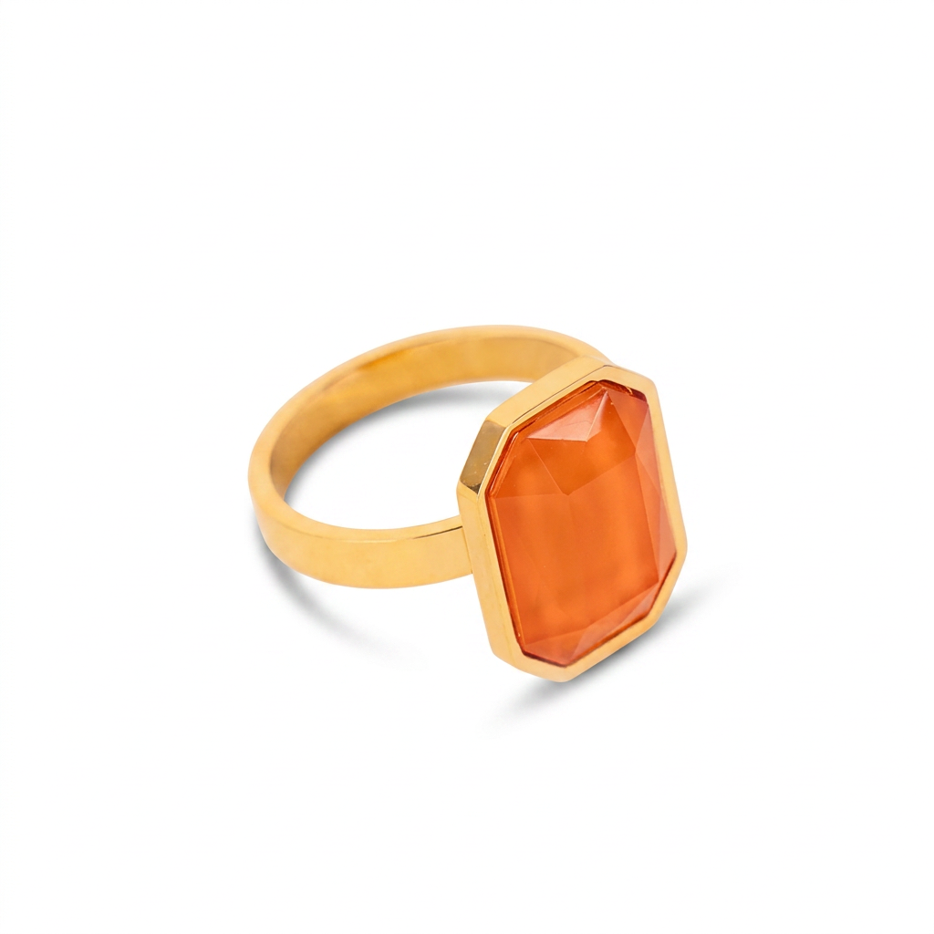 ANELLO CON PIETRA OTTAGONALE COLORATA