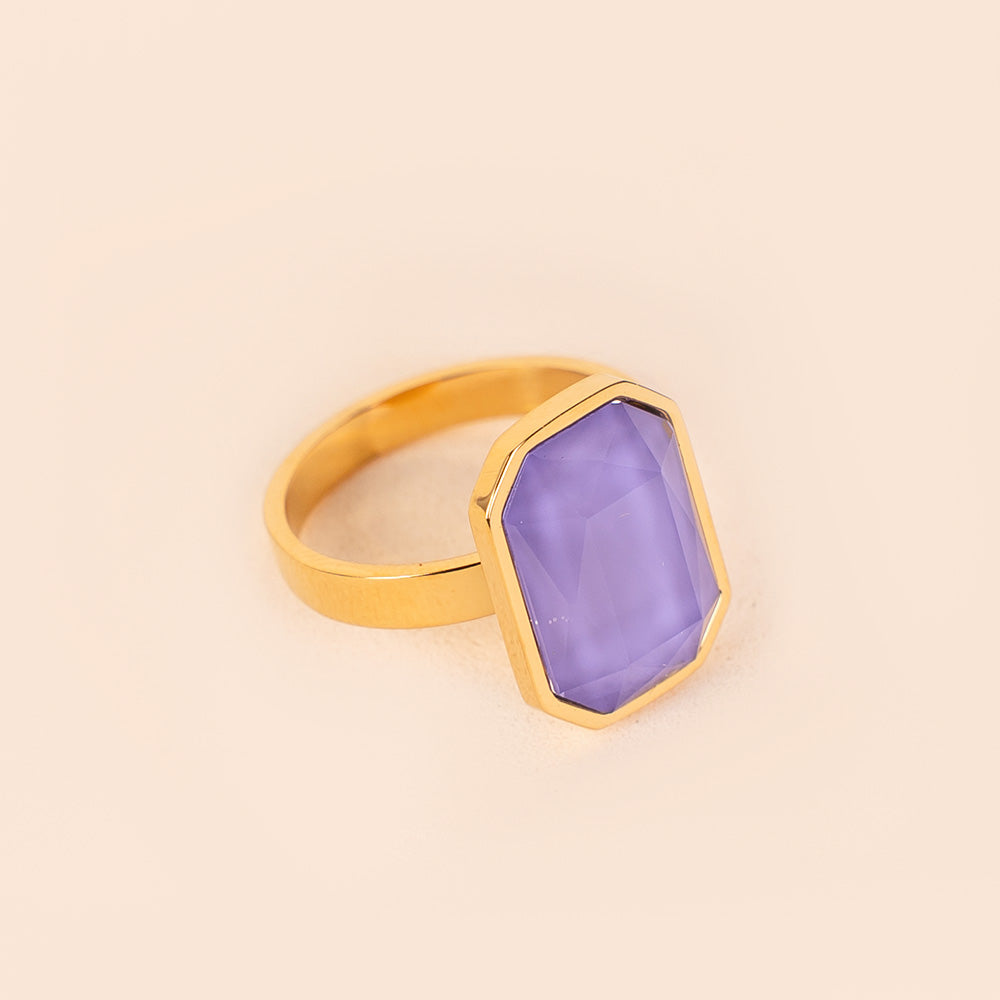 ANELLO CON PIETRA OTTAGONALE COLORATA