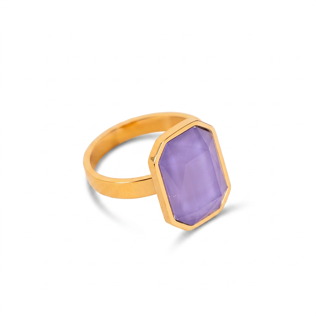 ANELLO CON PIETRA OTTAGONALE COLORATA