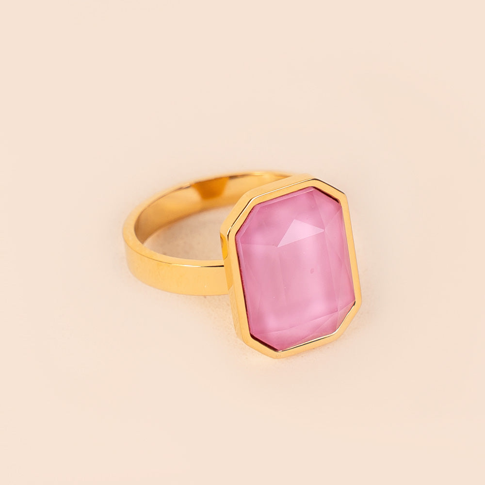 ANELLO CON PIETRA OTTAGONALE COLORATA