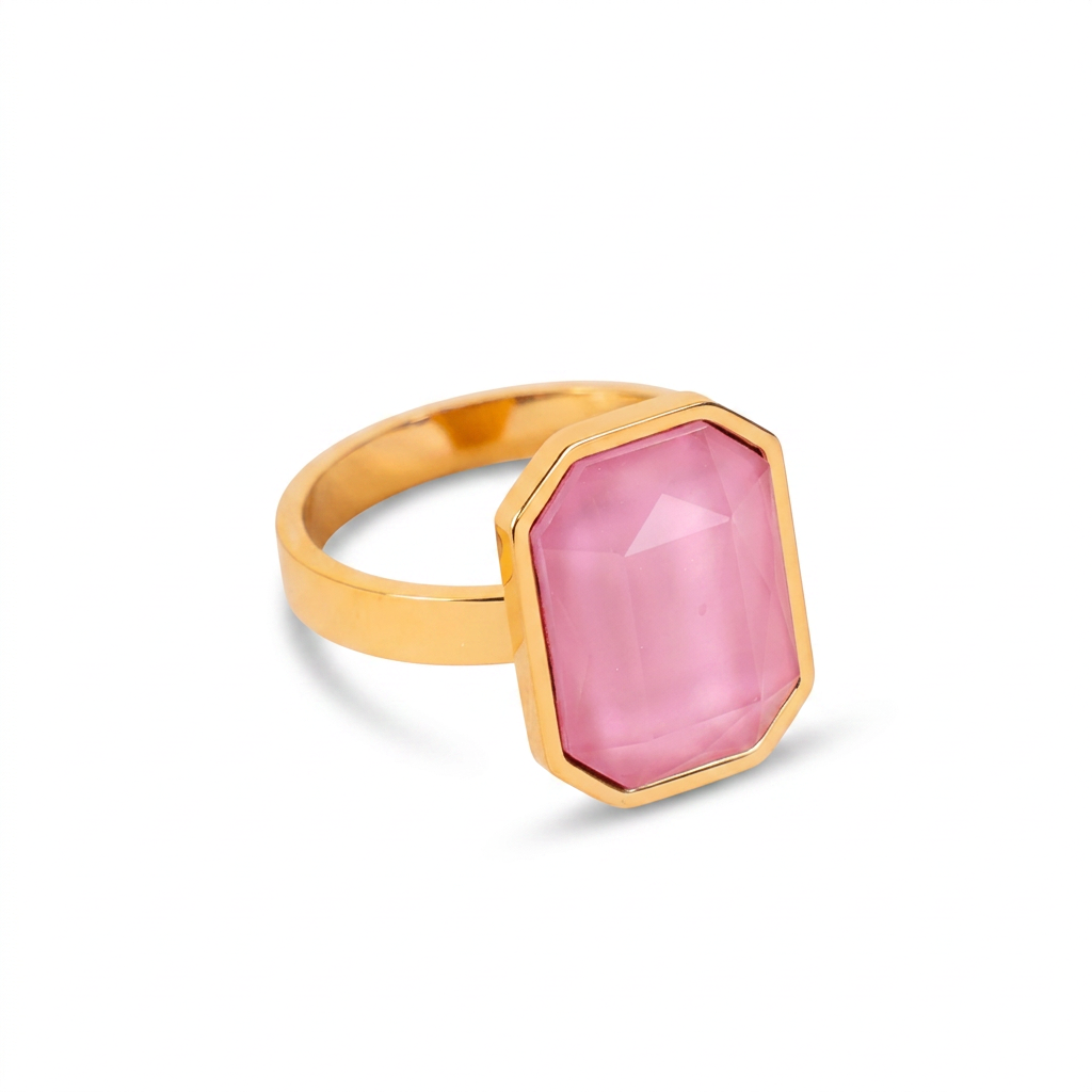 ANELLO CON PIETRA OTTAGONALE COLORATA