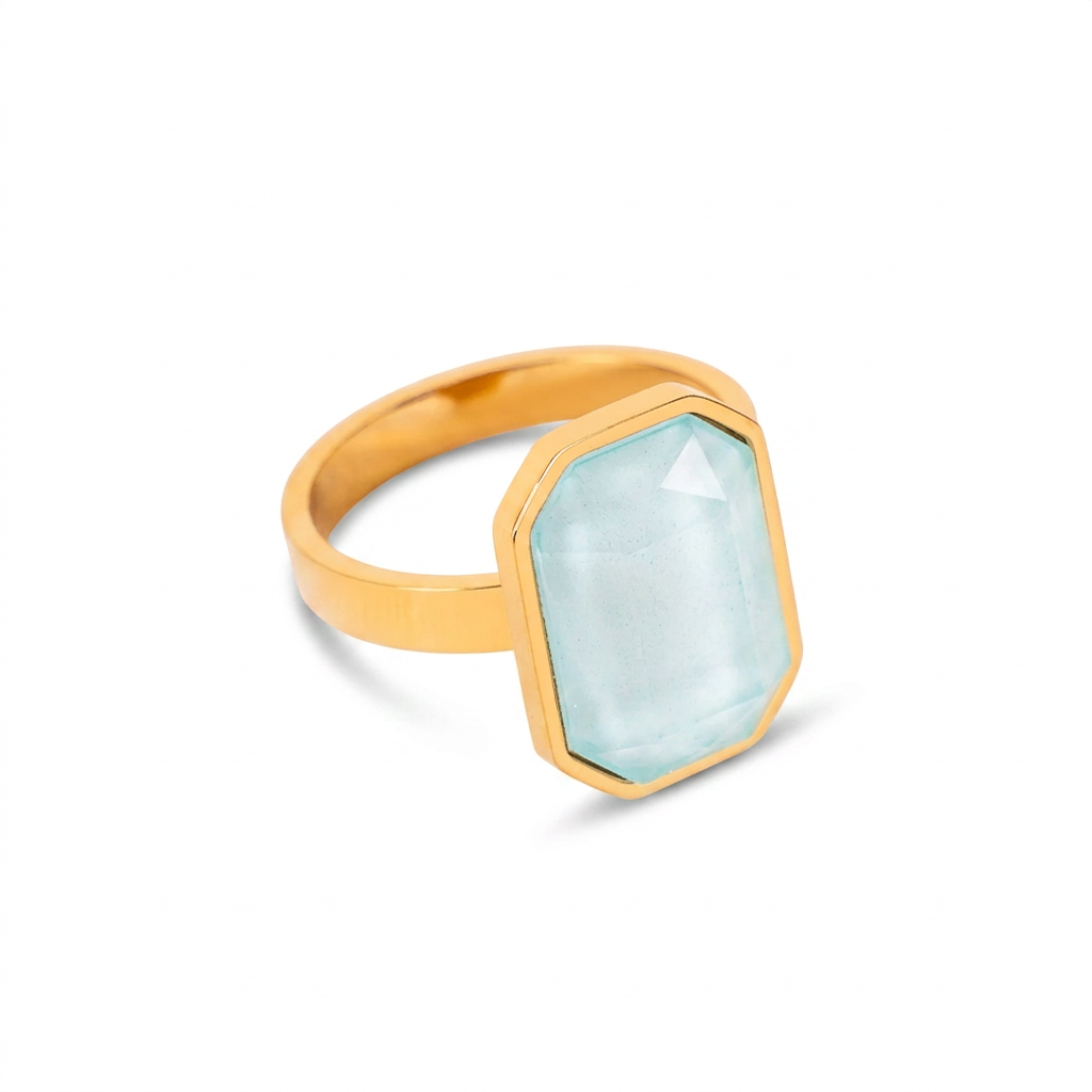 ANELLO CON PIETRA OTTAGONALE COLORATA
