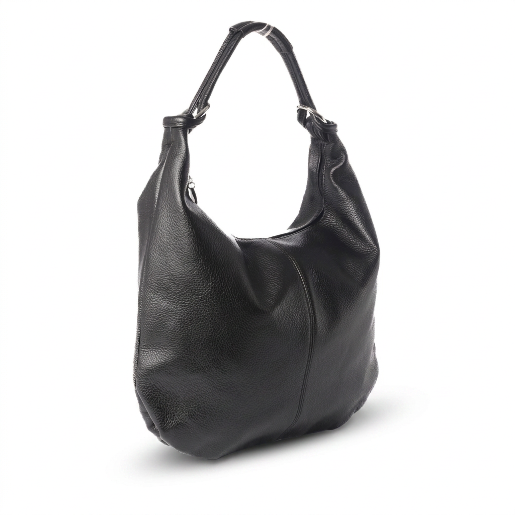 SHOULDER BAG WITH "STUCK" HANDLE BETWEEN TWO RINGS