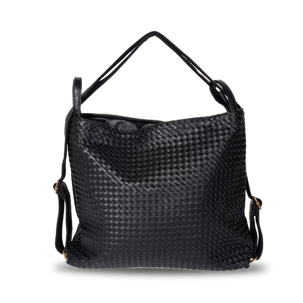 BORSA A SPALLA TRASFORMABILE IN ZAINO CON TRAMA INTRECCIATA