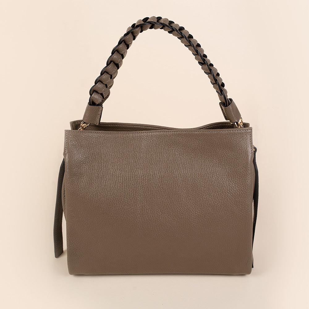 BORSA A MANO CON  MANICO TRECCIA