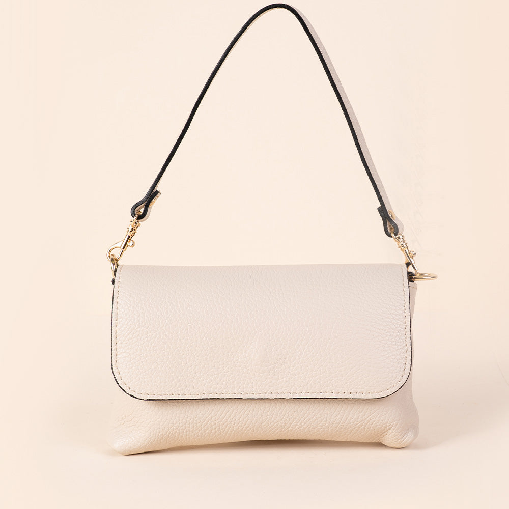 CLUTCH BAG WITH MAGNETIC FLAP CLOSURE