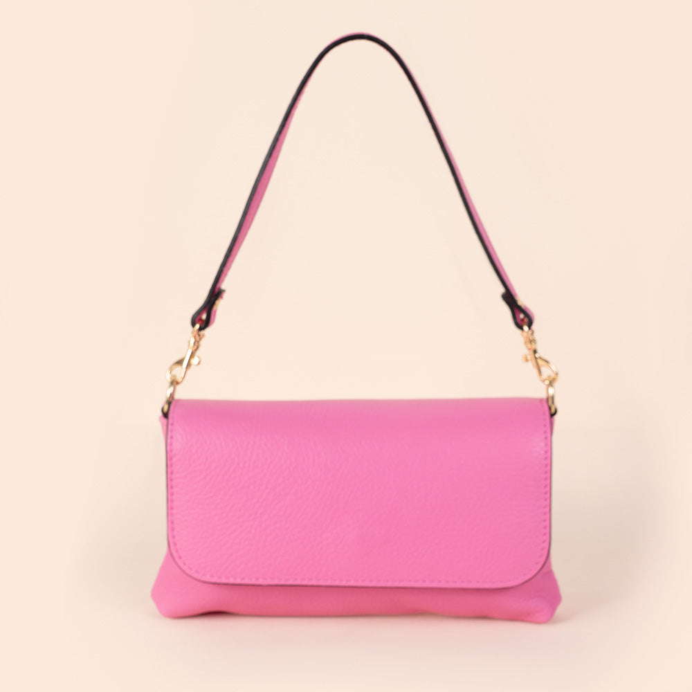 CLUTCH BAG WITH MAGNETIC FLAP CLOSURE