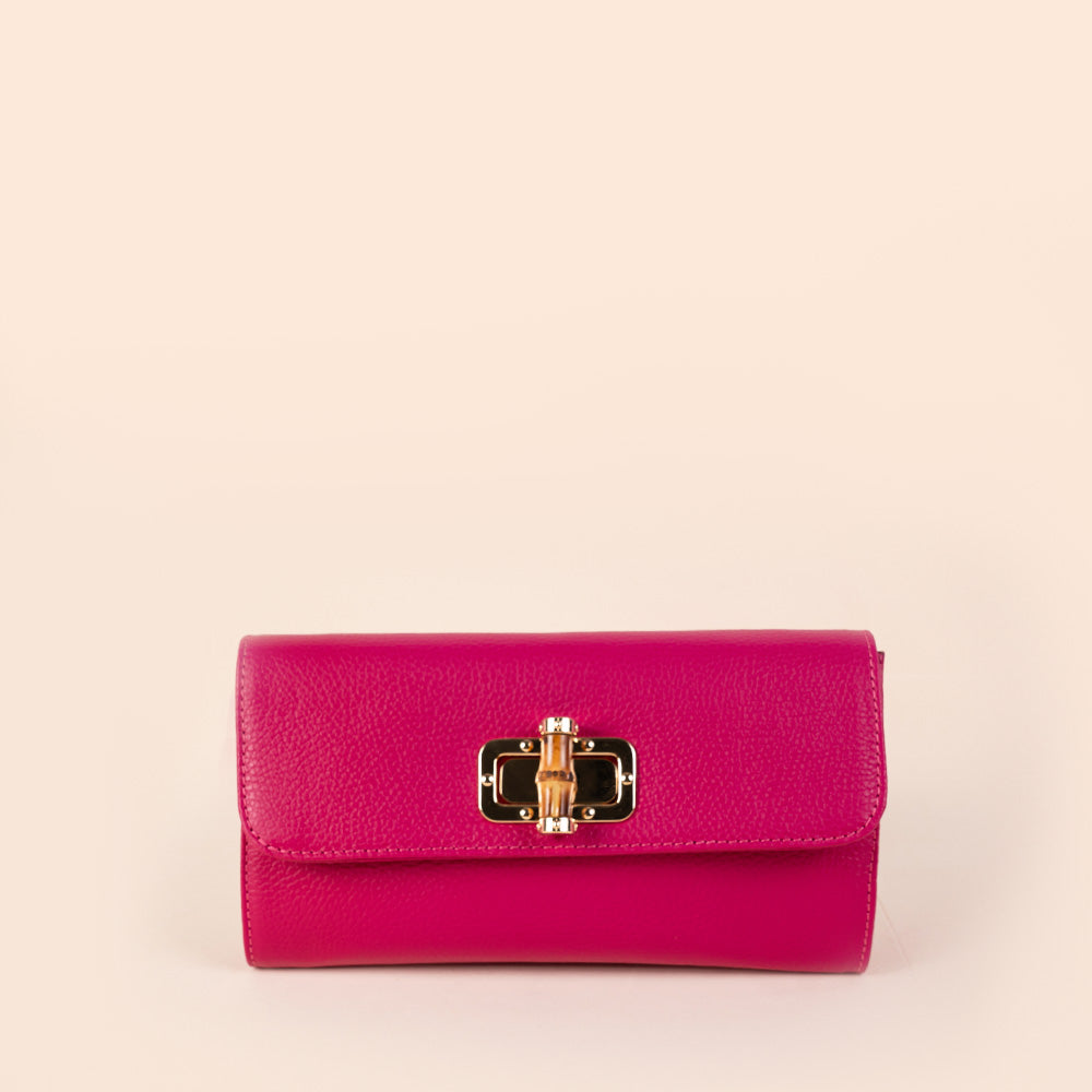 BAMBOO EFFECT CLOSURE CLUTCH BAG