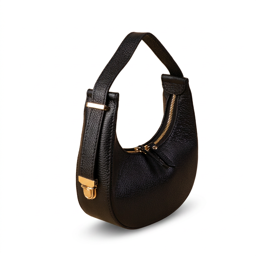 BORSA A MANO A MEZZALUNA CON CHIUSURA A ZIP