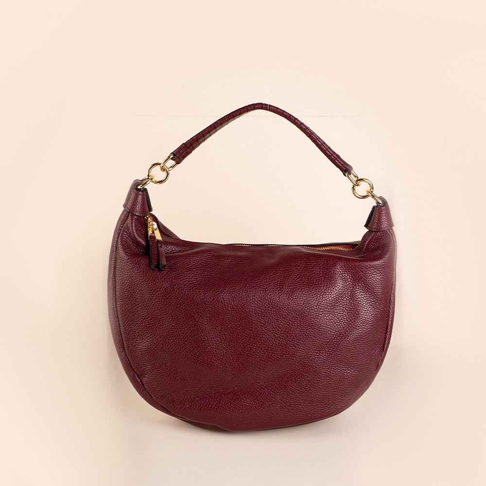 BORSA A SPALLA A MEZZA LUNA E MANICO ARROTOLATO