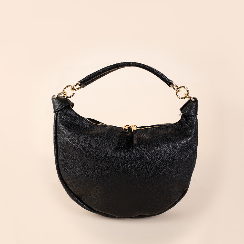 BORSA A SPALLA A MEZZA LUNA E MANICO ARROTOLATO