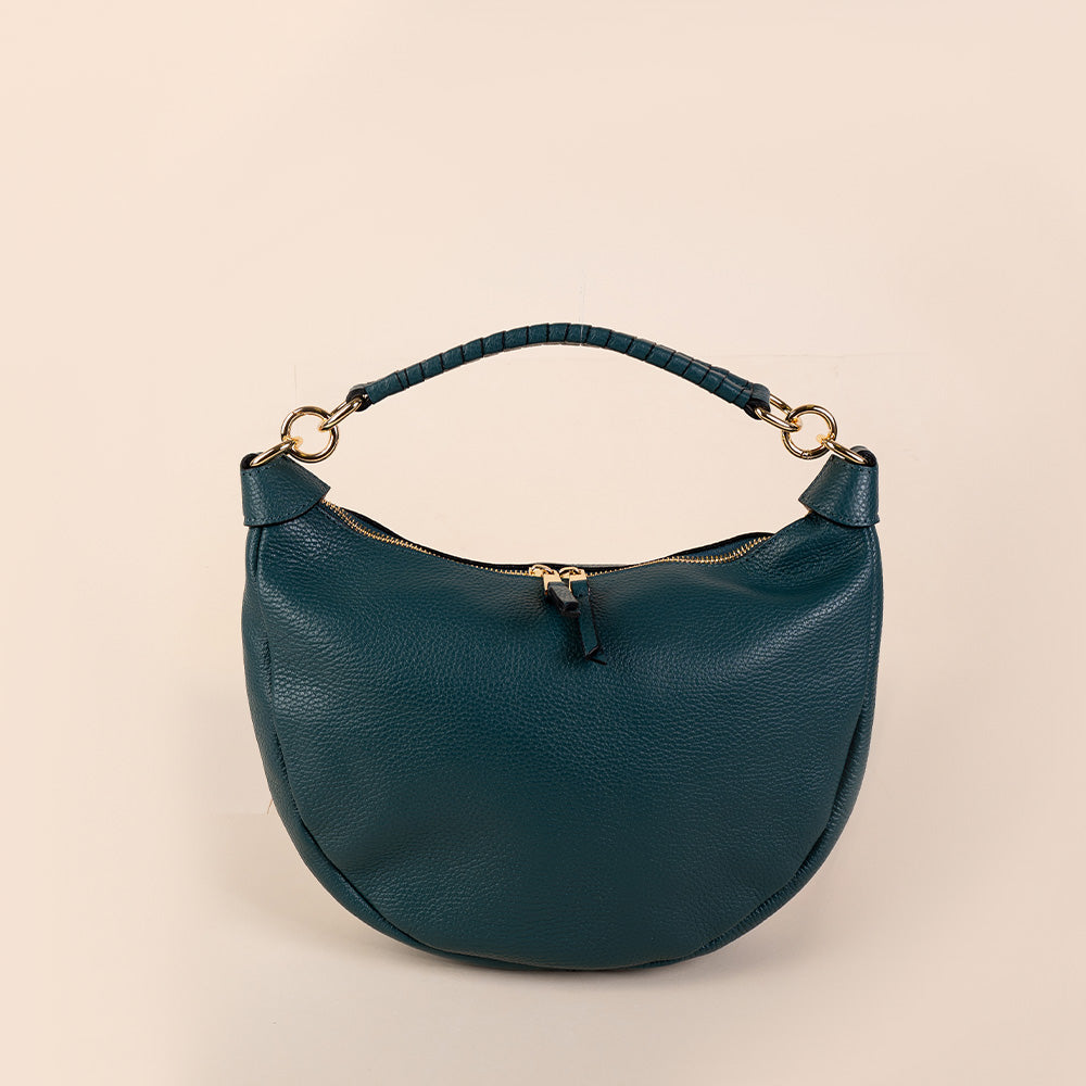 BORSA A SPALLA A MEZZA LUNA E MANICO ARROTOLATO