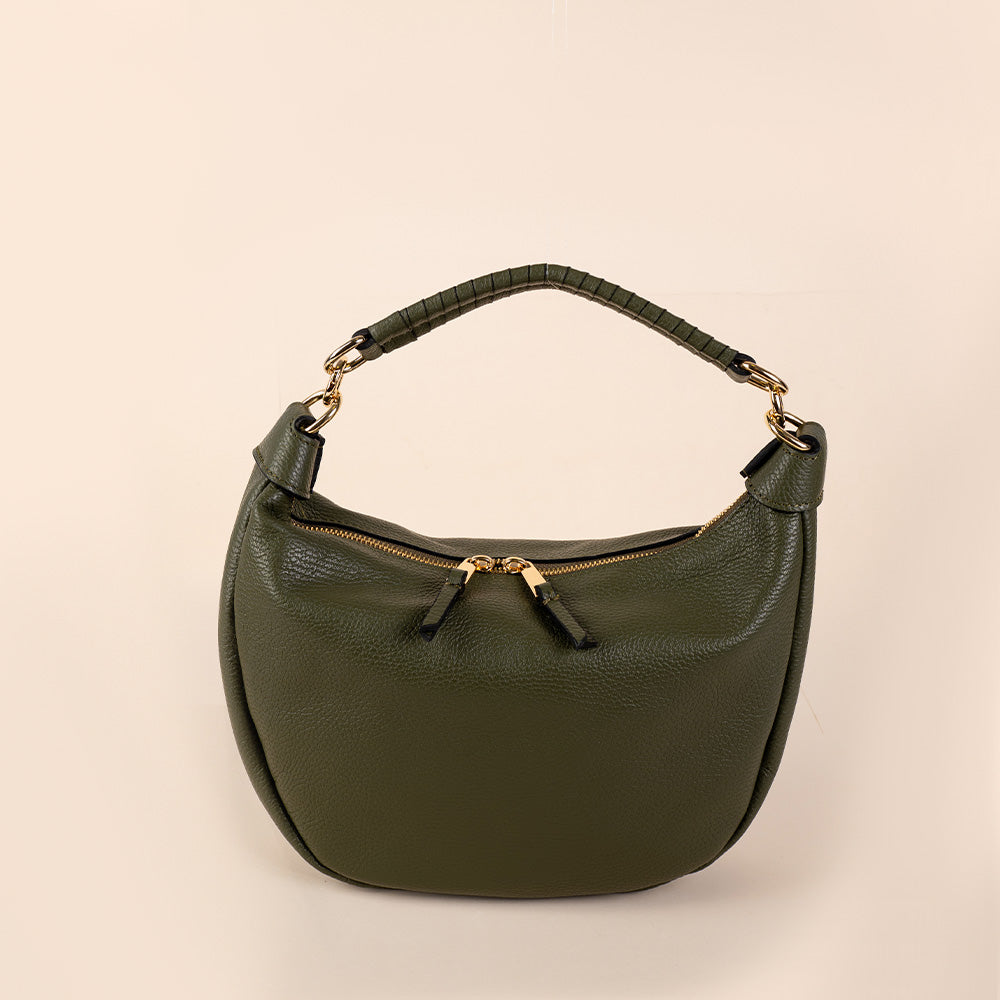 BORSA A SPALLA A MEZZA LUNA E MANICO ARROTOLATO