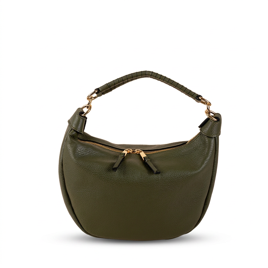 BORSA A SPALLA A MEZZA LUNA E MANICO ARROTOLATO