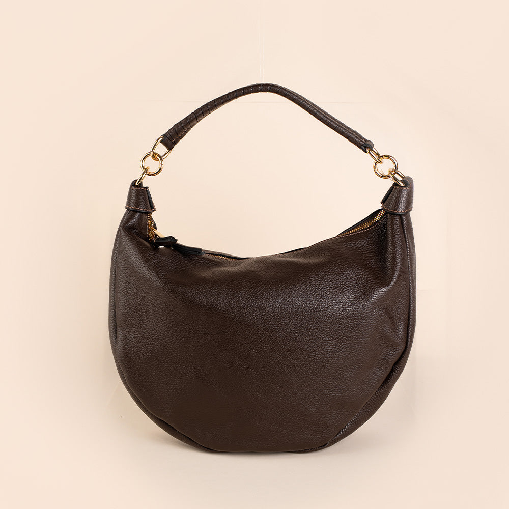 BORSA A SPALLA A MEZZA LUNA E MANICO ARROTOLATO
