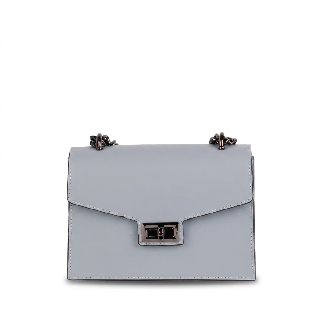 THREE COMPARTMENT SHOULDER BAG, DOUBLE CHAIN ​​HANDLE AND SWIVEL