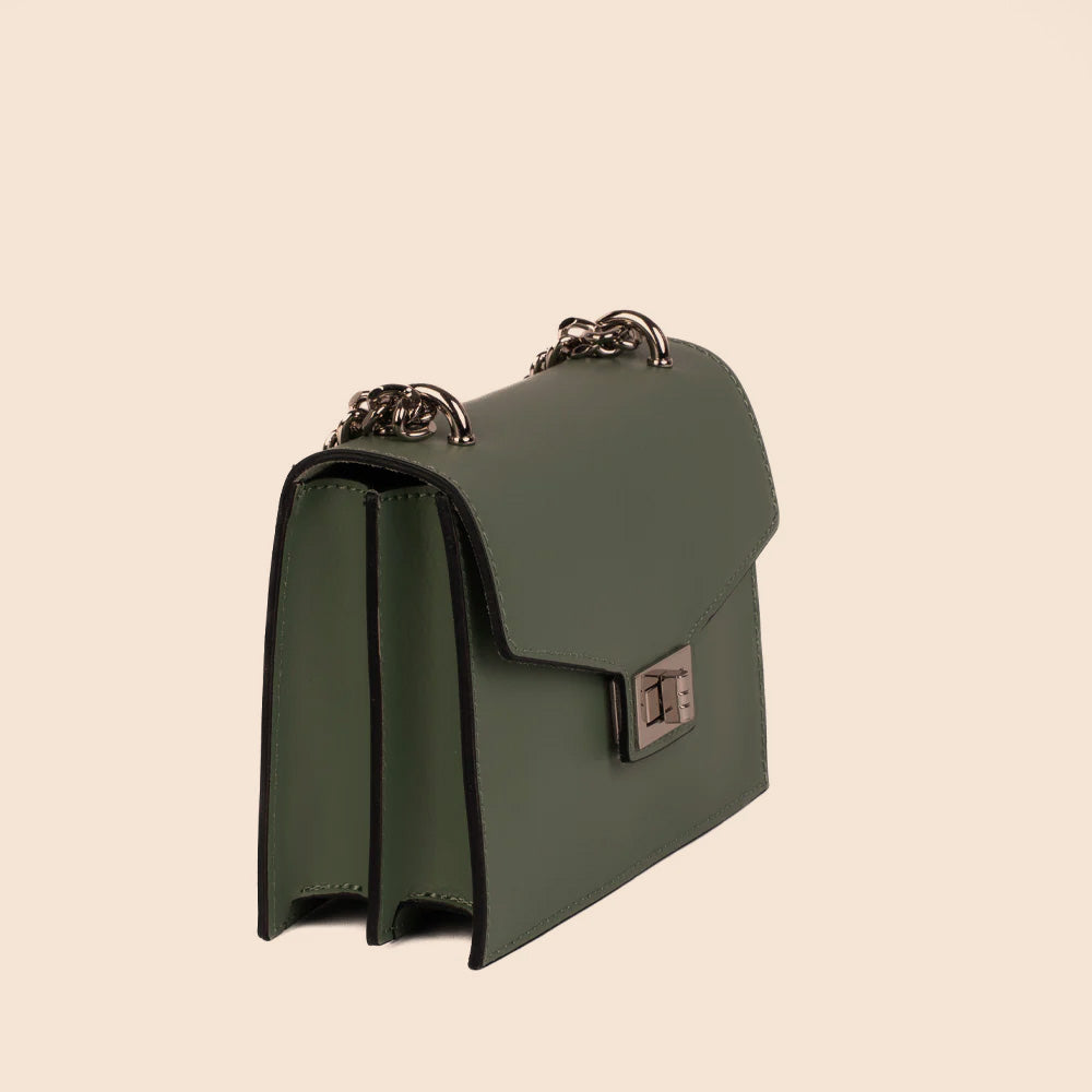 BORSA A SPALLA TRE SCOMPARTI, MANICO A DOPPIA CATENA E GIRELLO