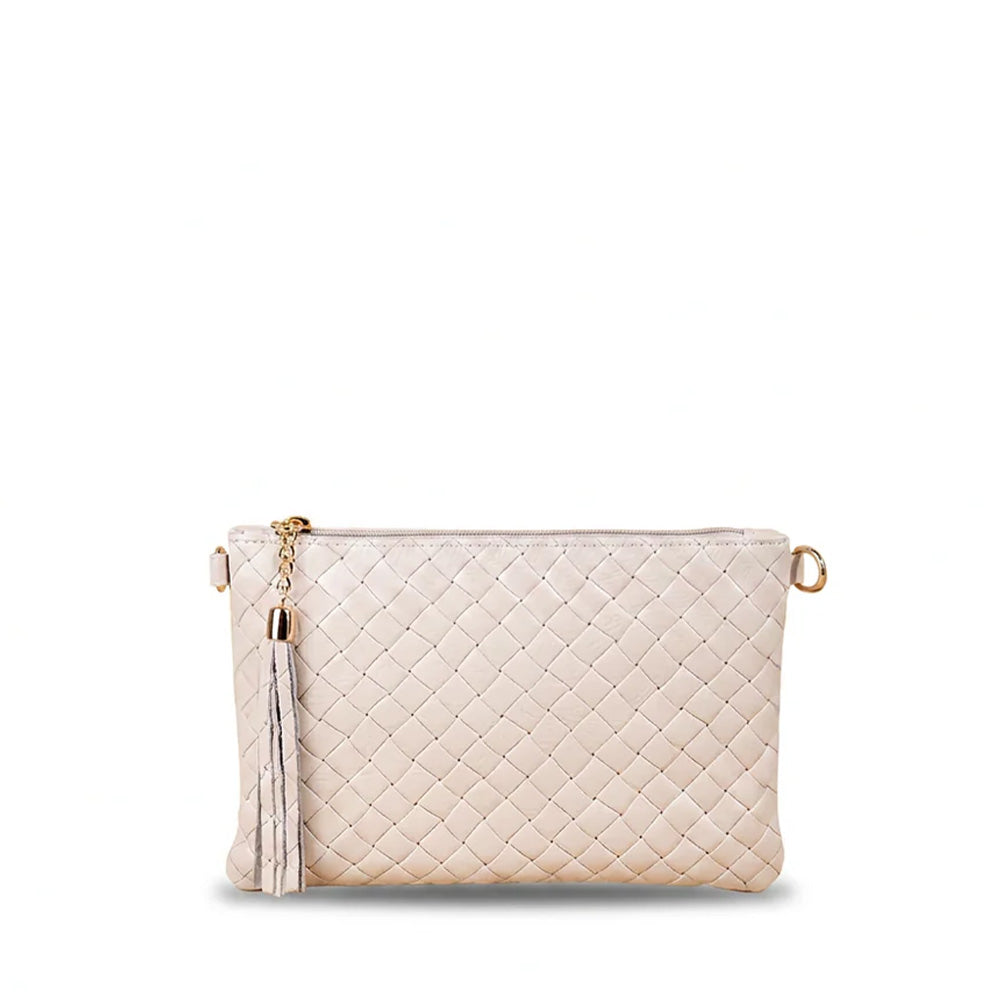 BORSA POCHETTE INTRECCIATA CON TRACOLLA REGOLABILE