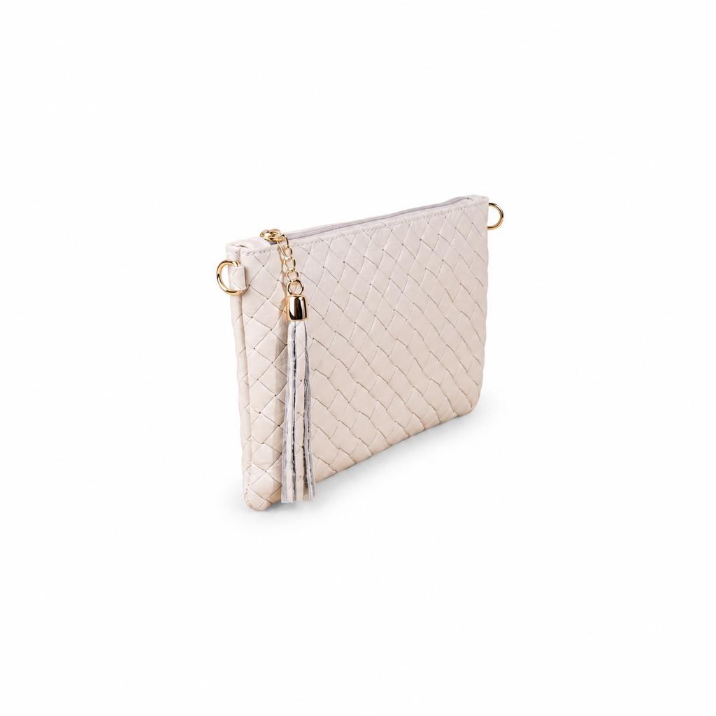 BORSA POCHETTE INTRECCIATA CON TRACOLLA REGOLABILE