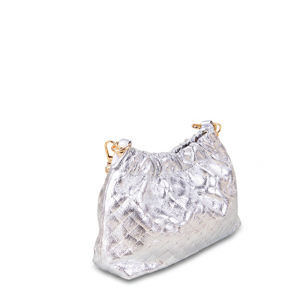 BORSA POCHETTE INTRECCIATA CON TRACOLLE A CATENA