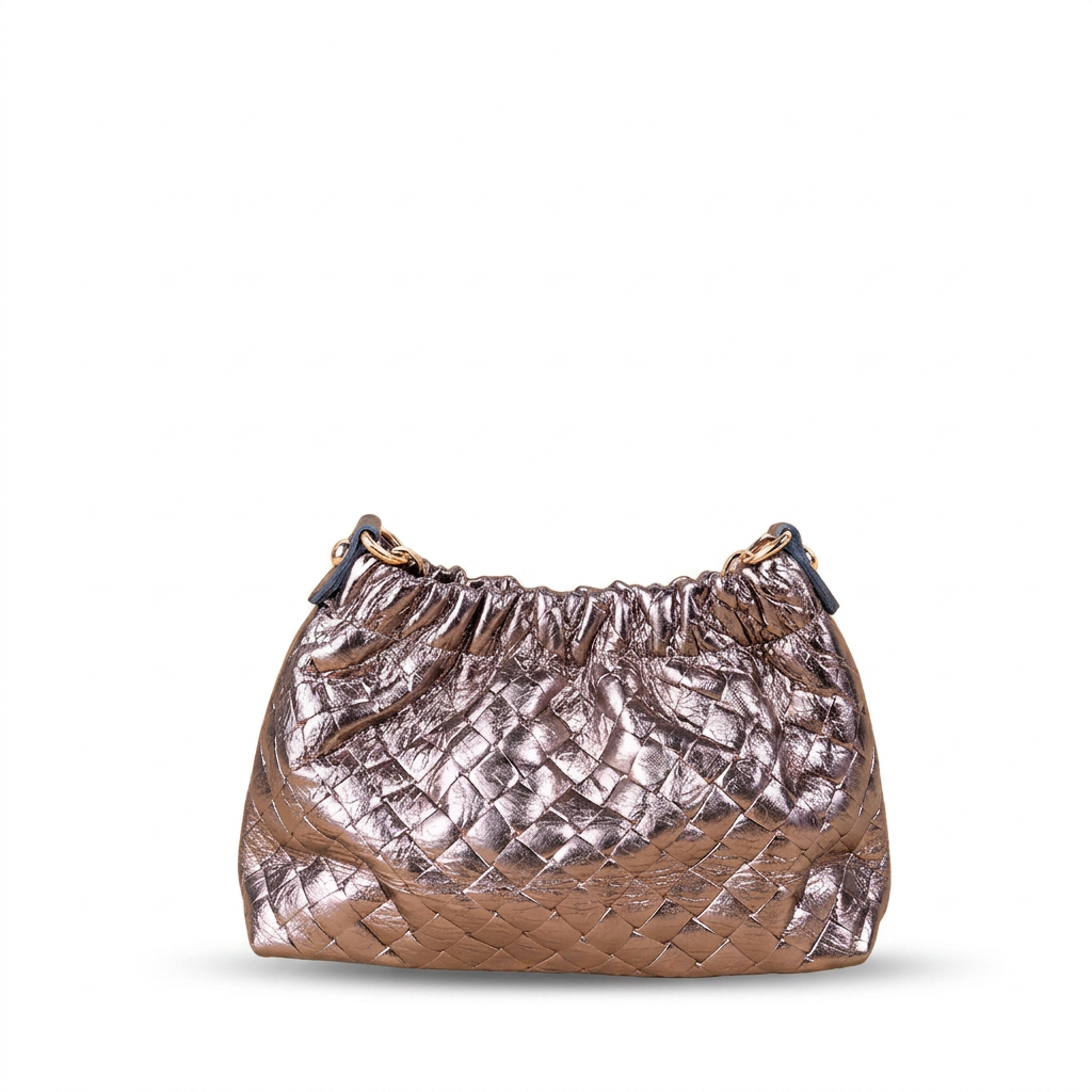 BORSA POCHETTE INTRECCIATA CON TRACOLLE A CATENA