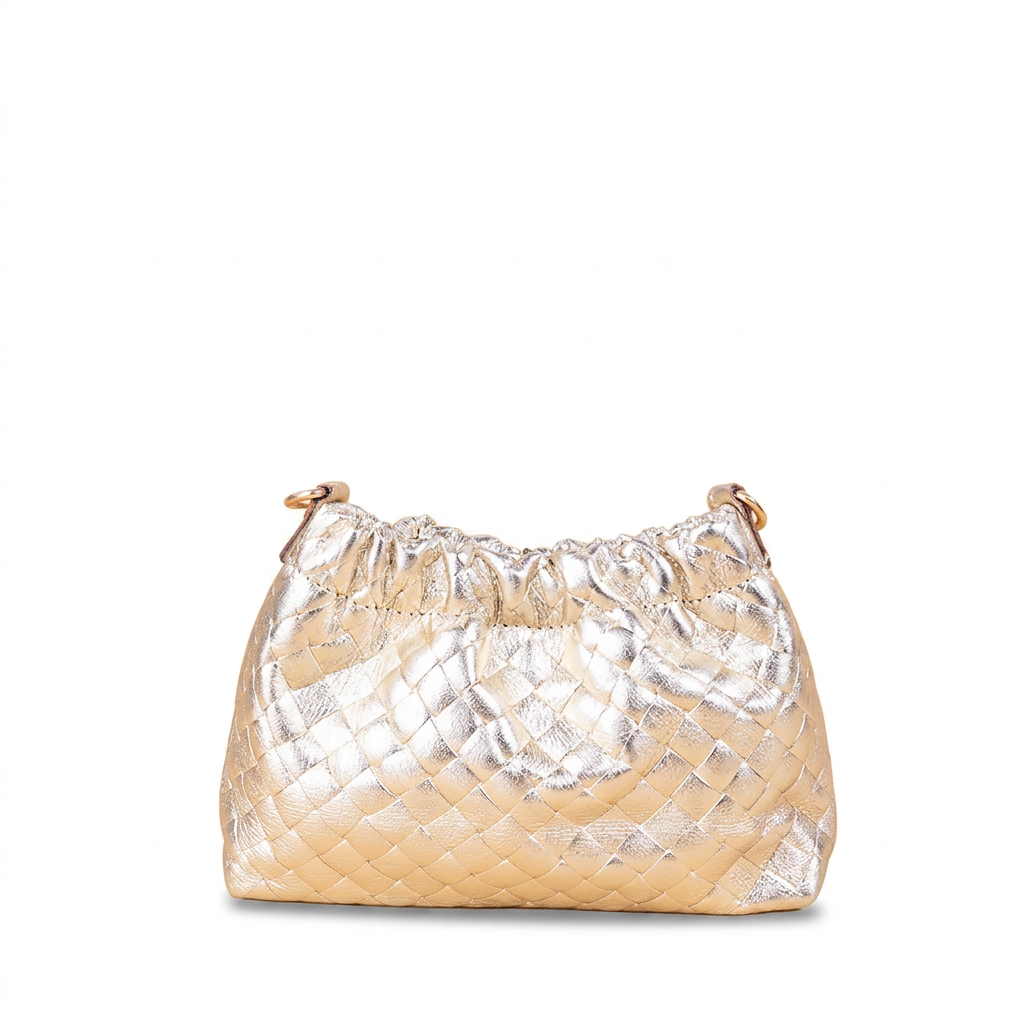 BORSA POCHETTE INTRECCIATA CON TRACOLLE A CATENA