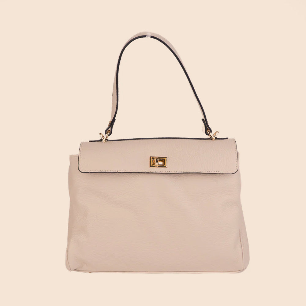 BORSA A SPALLA CON PATTINA E CHIUSURA A GIRELLO