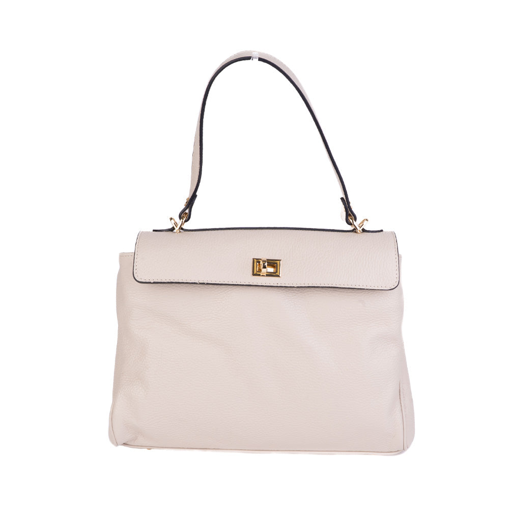 SHOULDER BAG WITH FLAP AND TWIST CLOSURE