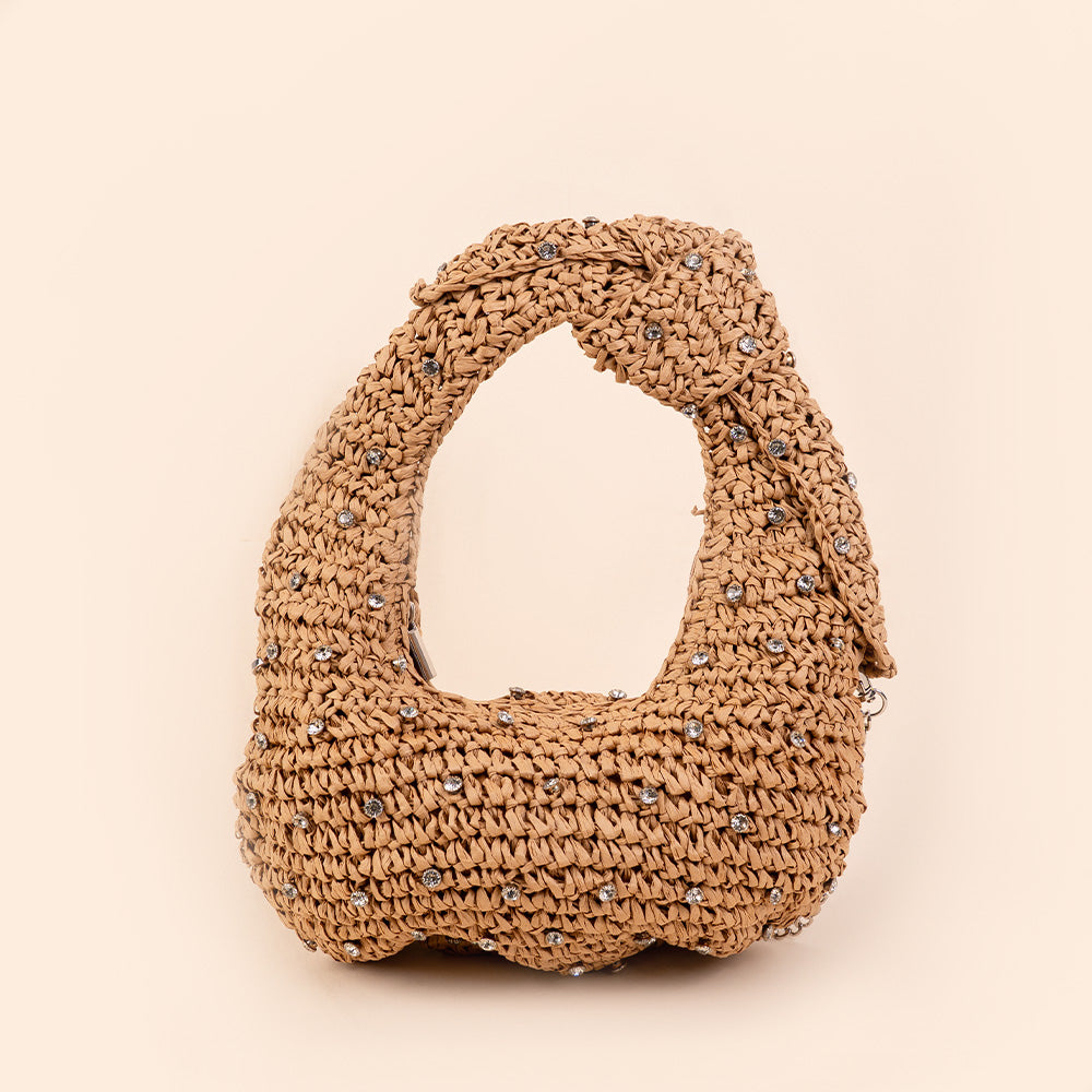 STRAW EFFECT SHOULDER BAG 
