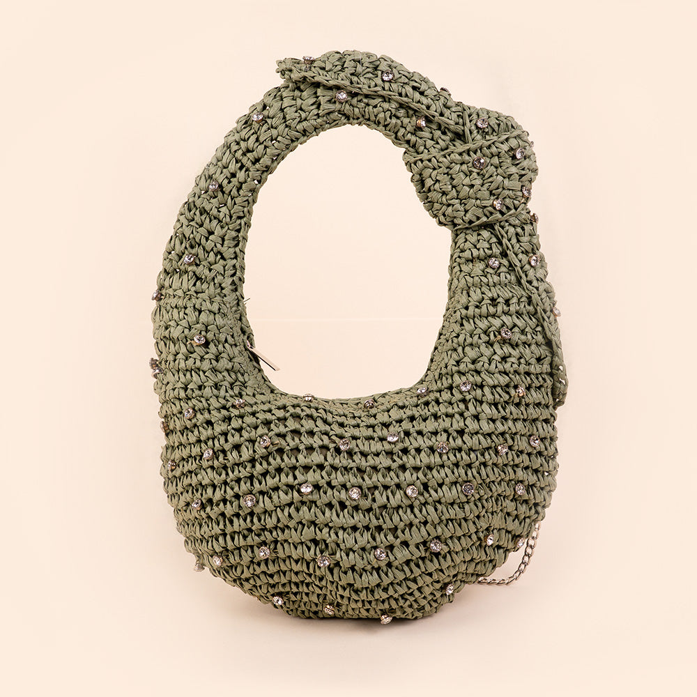 STRAW EFFECT SHOULDER BAG 