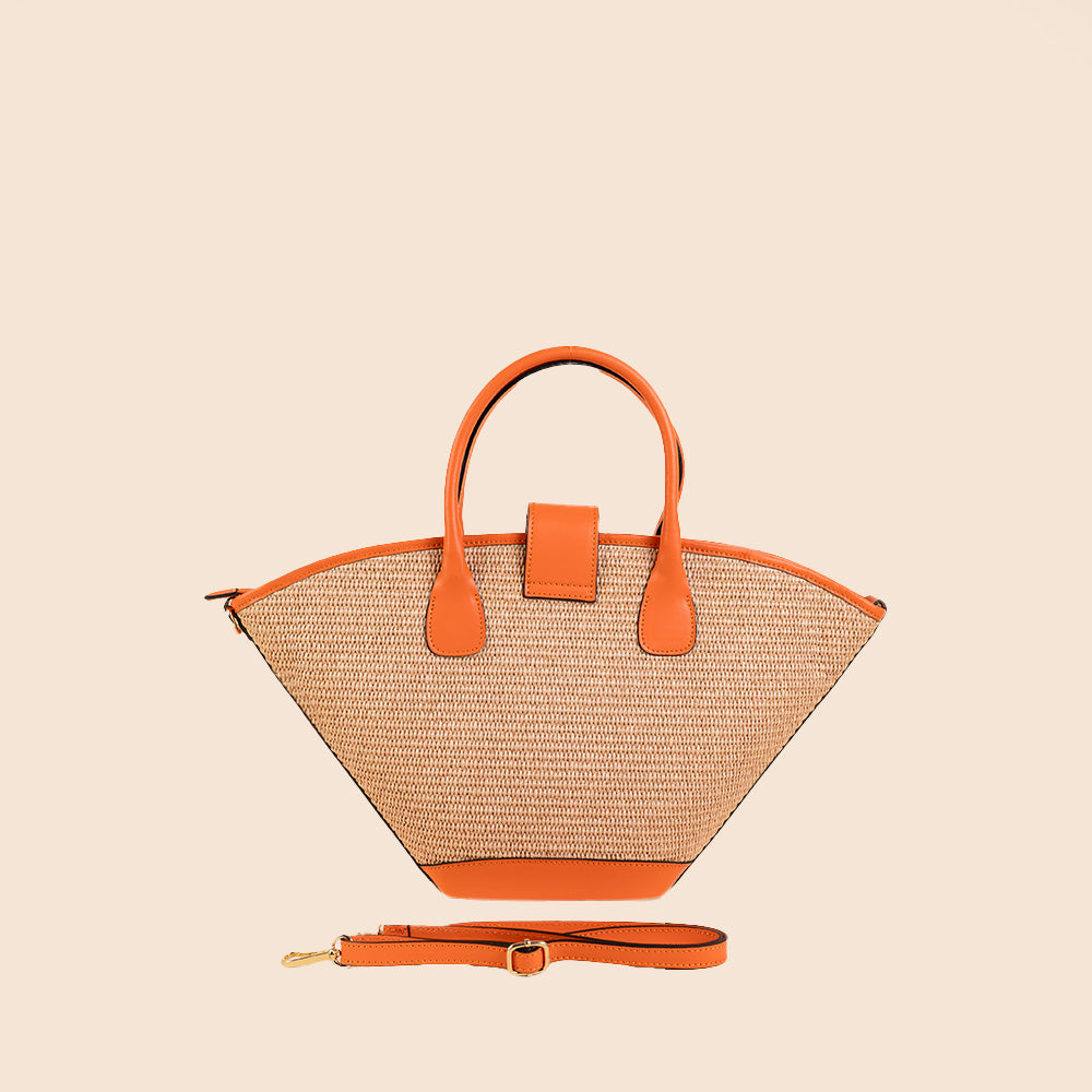 STRAW HANDBAG WITH SHOULDER STRAP