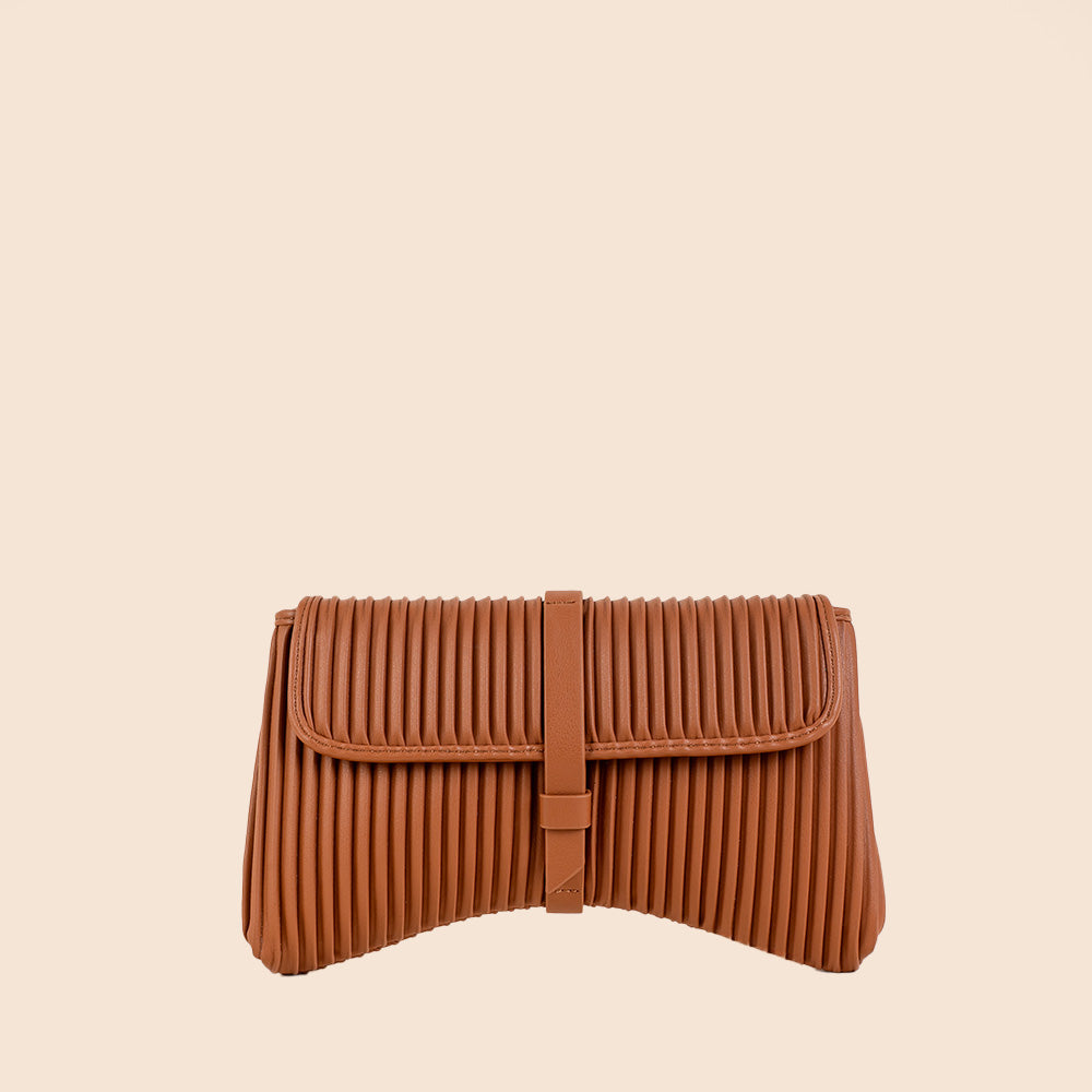 PLEATED CLUTCH BAG WITH SHOULDER STRAP