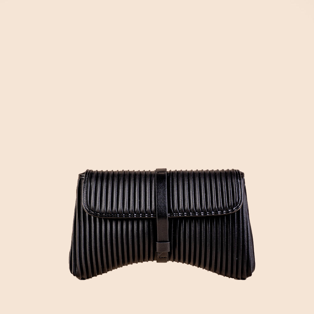 PLEATED CLUTCH BAG WITH SHOULDER STRAP