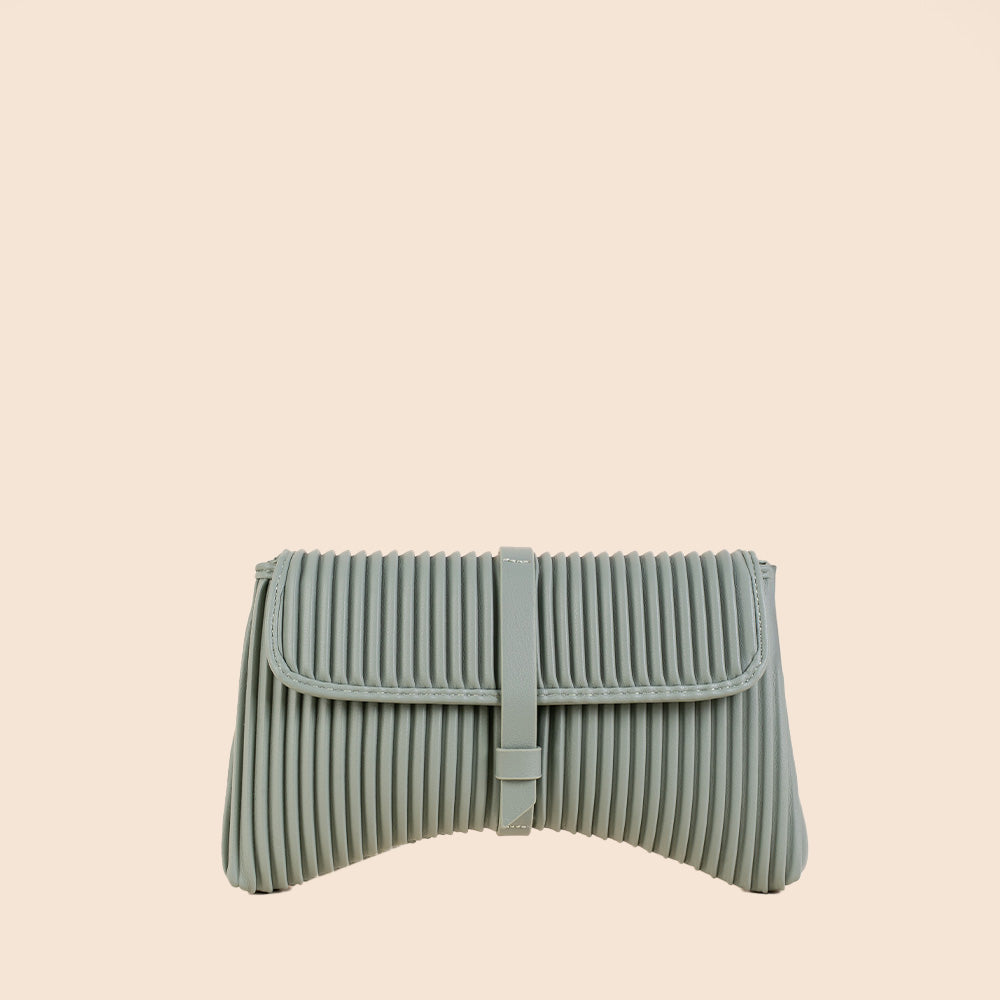 PLEATED CLUTCH BAG WITH SHOULDER STRAP