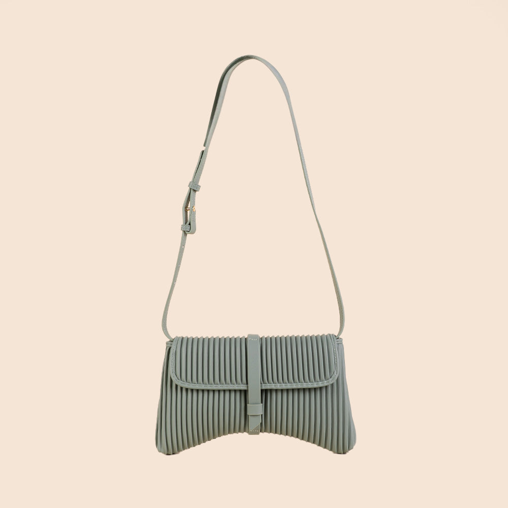 PLEATED CLUTCH BAG WITH SHOULDER STRAP