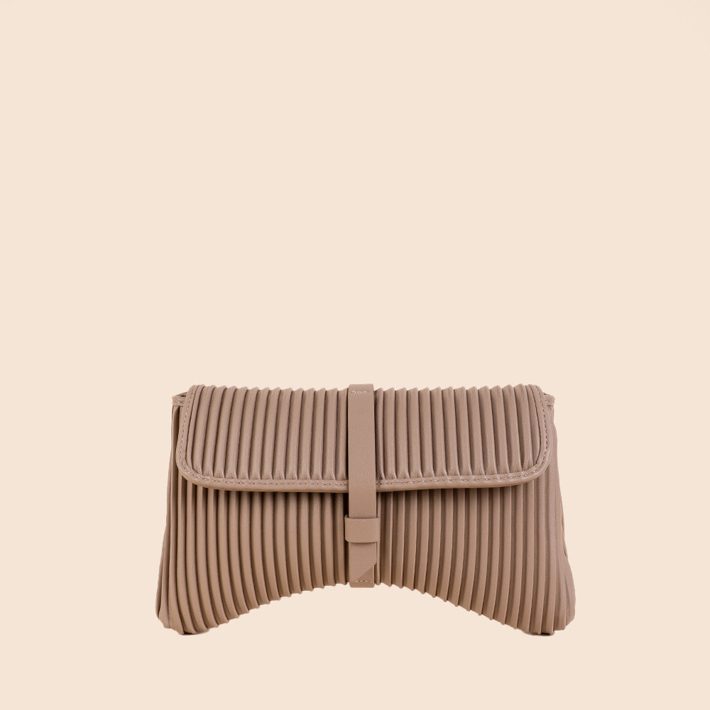 PLEATED CLUTCH BAG WITH SHOULDER STRAP