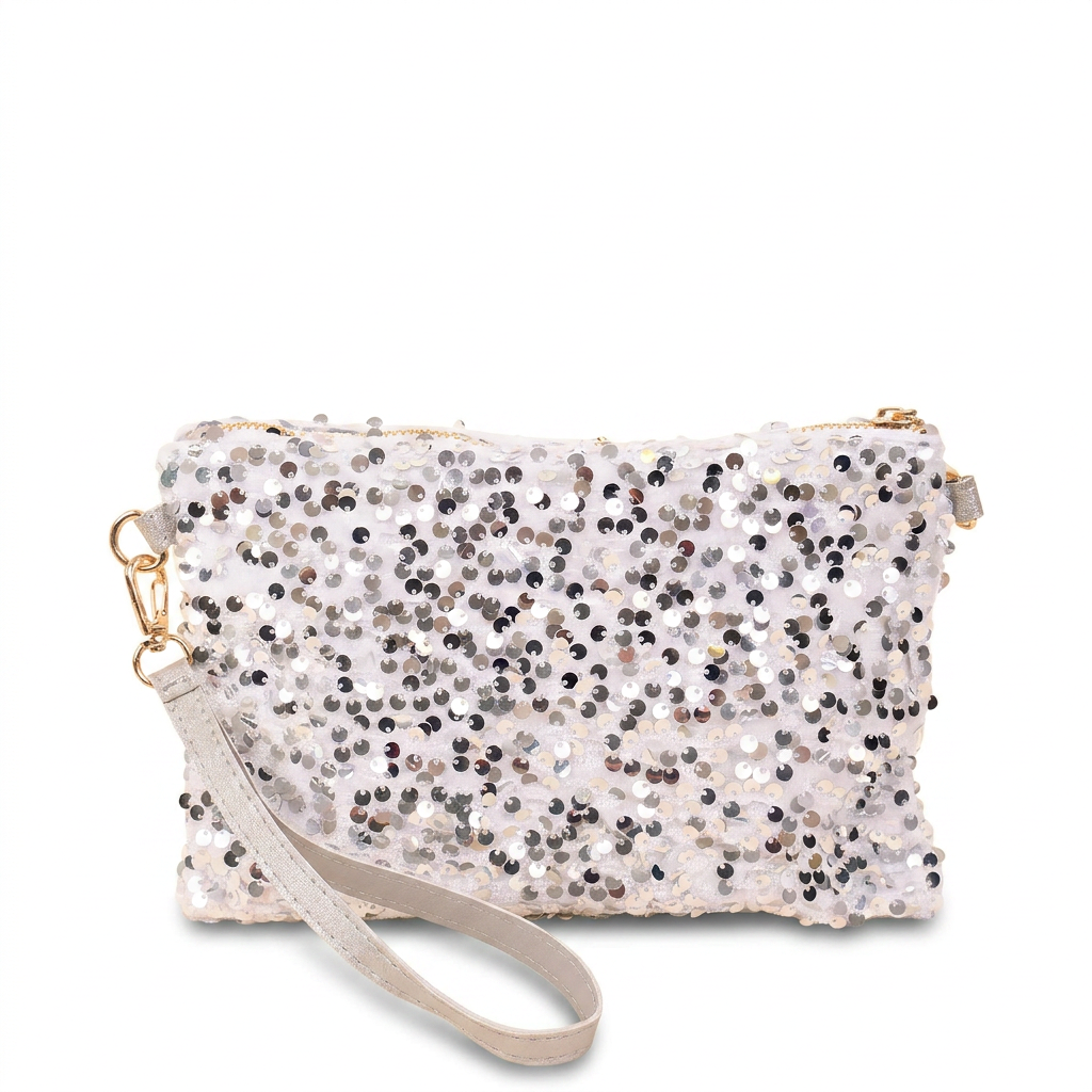 BORSA POCHETTE SVUOTA BORSA CON PAILLETES RETTANGOLARE CON POLSINO