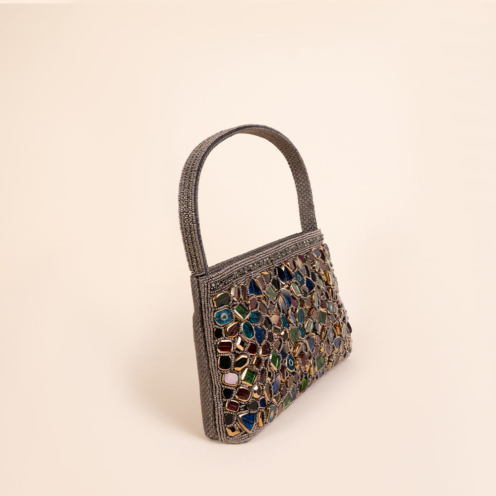 SMALL HANDBAG WITH STONES AND BEADS DETAILS ON THE FRONT
