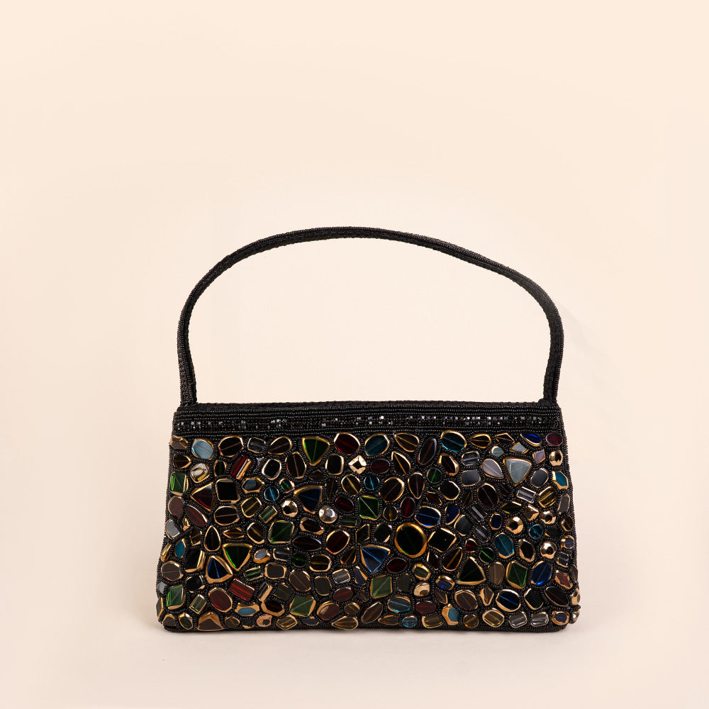SMALL HANDBAG WITH STONES AND BEADS DETAILS ON THE FRONT