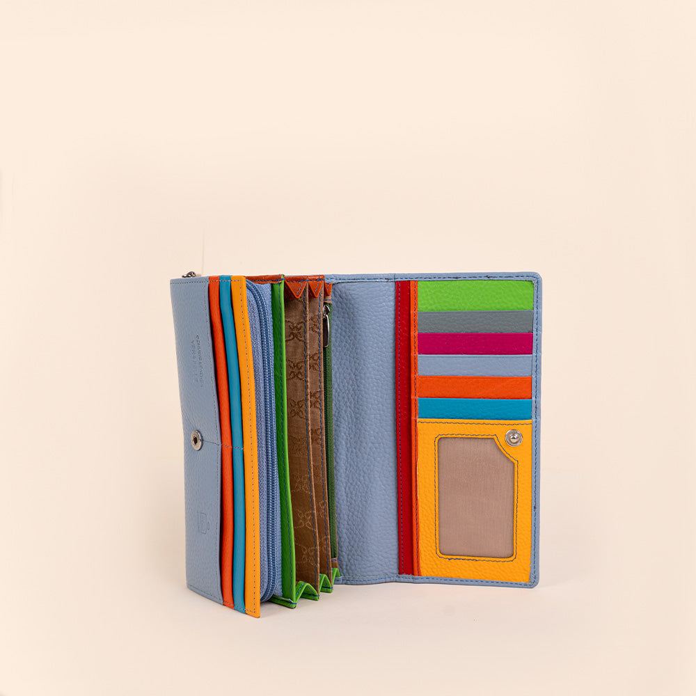 BOOK-SHAPED WALLET WITH COLORED INTERIOR