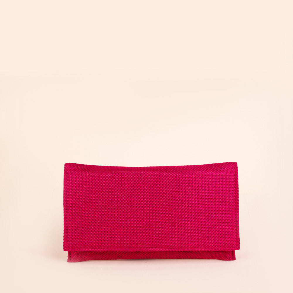 BORSA POCHETTE CLUTCH RIGIDA IN TESSUTO A MAGLIA GRANDE