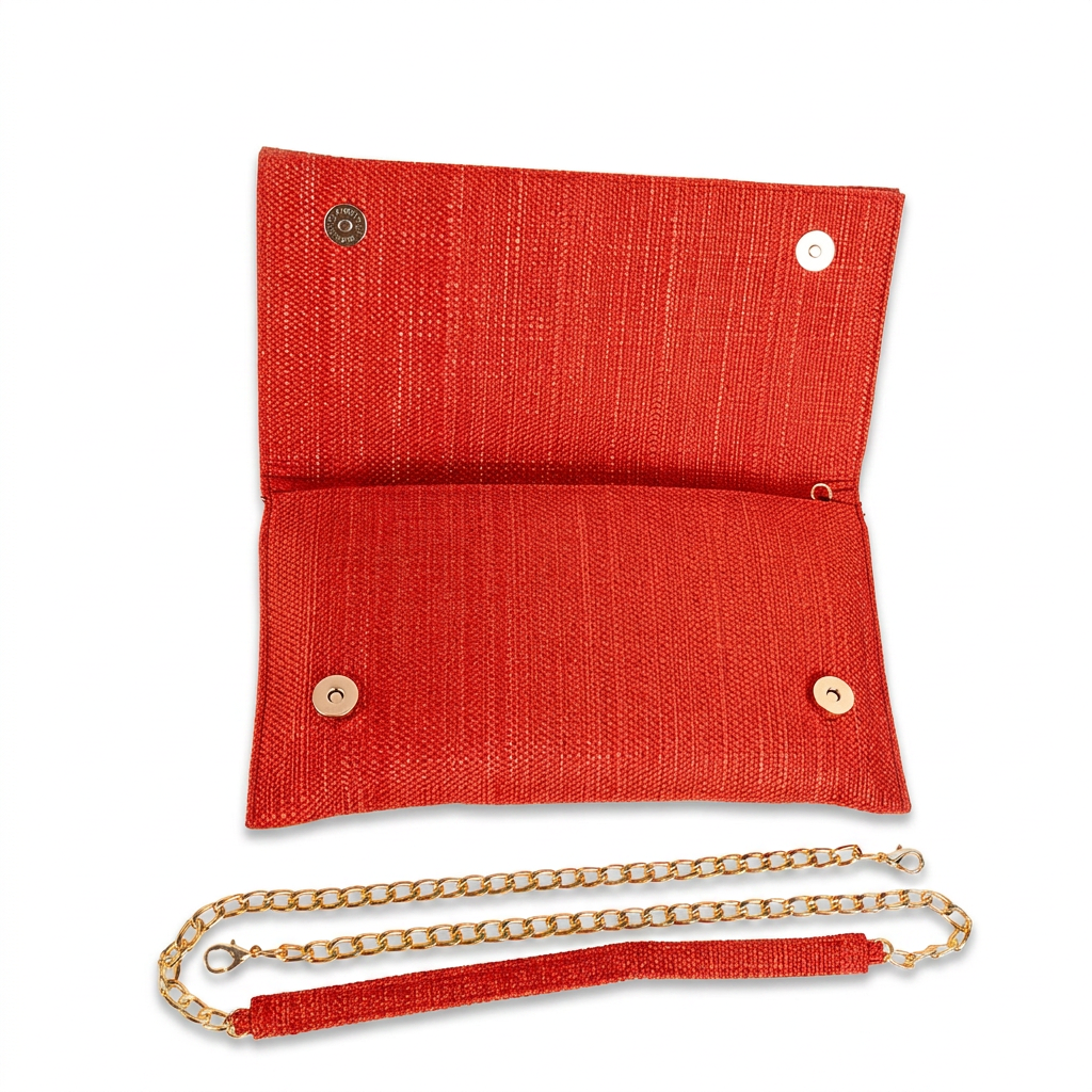 BORSA POCHETTE CLUTCH RIGIDA IN TESSUTO A MAGLIA GRANDE
