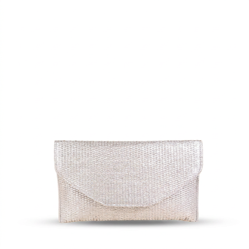 BORSA CLUTCH RIGIDA IN TESSUTO METALLIZZATO