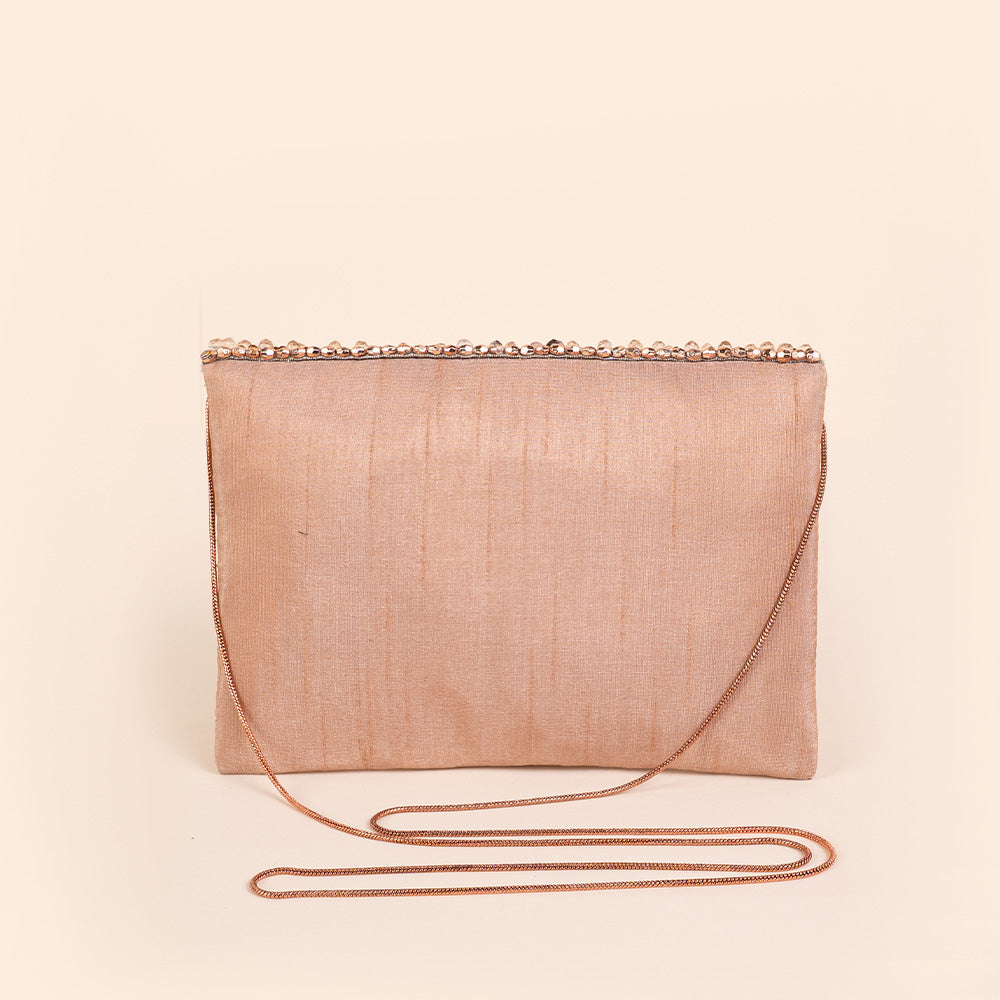 BORSA POCHETTE CLUTCH CON DECORAZIONE DI FIORI IN STRASS