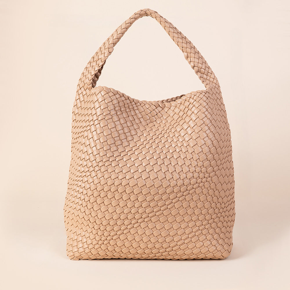 LARGE WOVEN SHOULDER BAG WITH BAG EMPTYING TRAY
