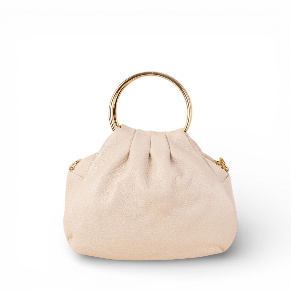 HANDBAG WITH ROUND METAL HANDLES