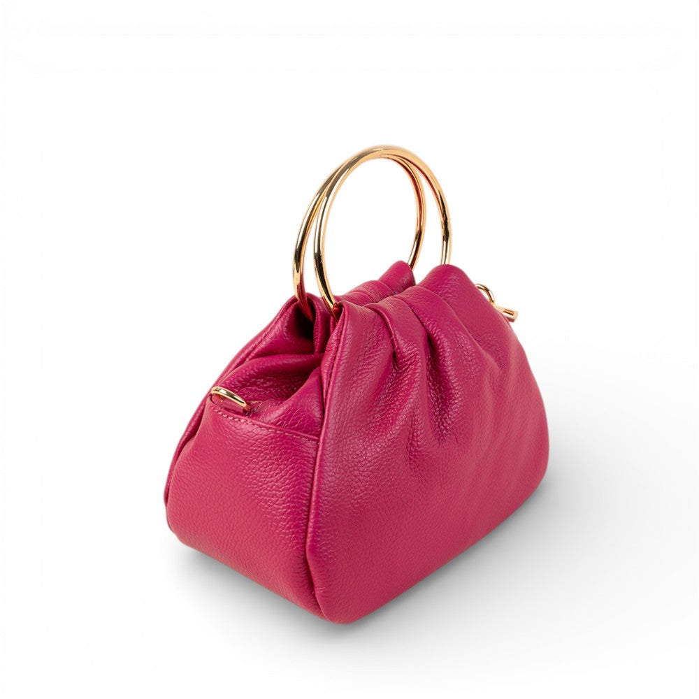 HANDBAG WITH ROUND METAL HANDLES